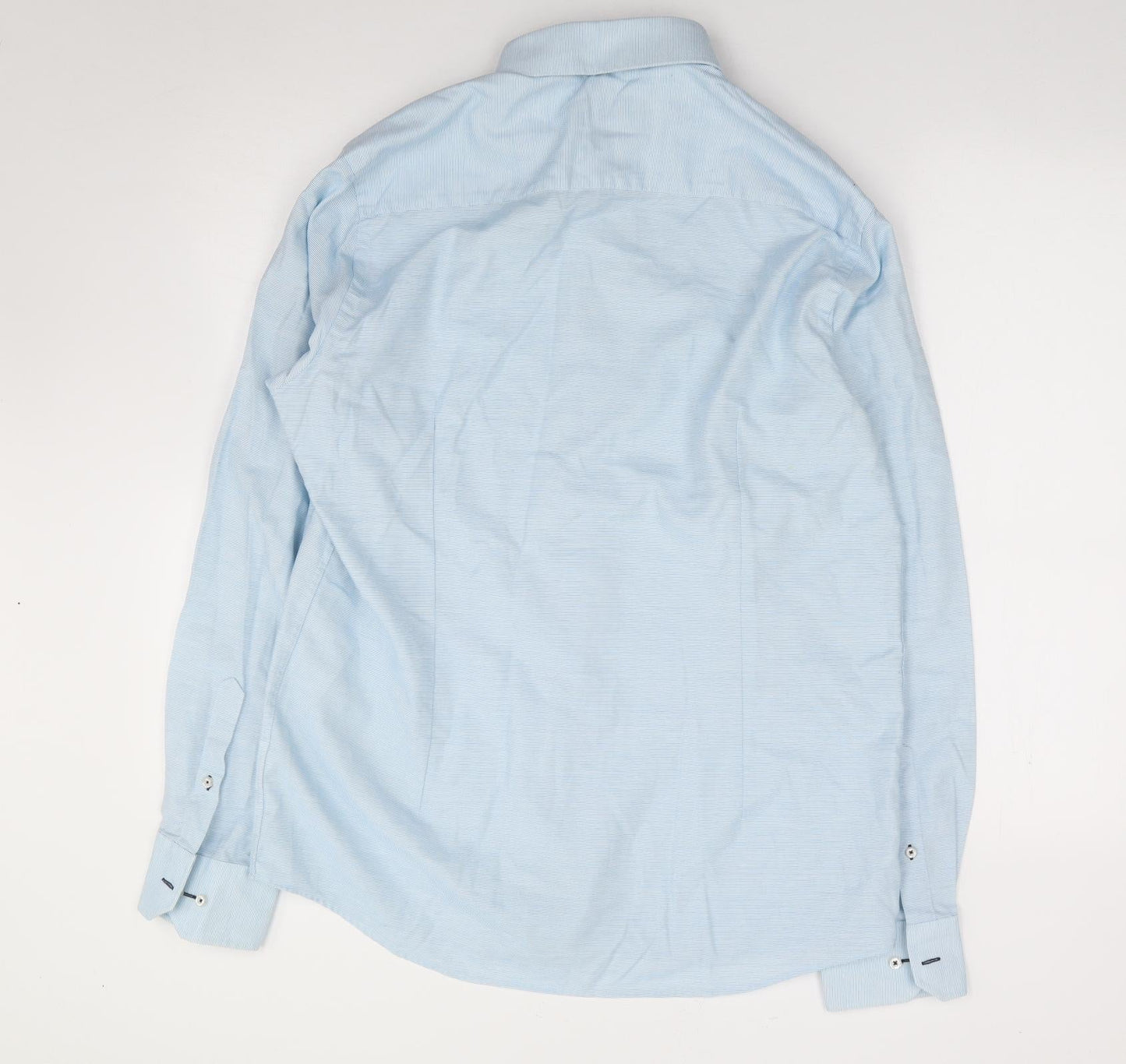 Mens UK Size 42 Bruun & Stengade Blue  Button-Up Long Sleeve Casual Shirt