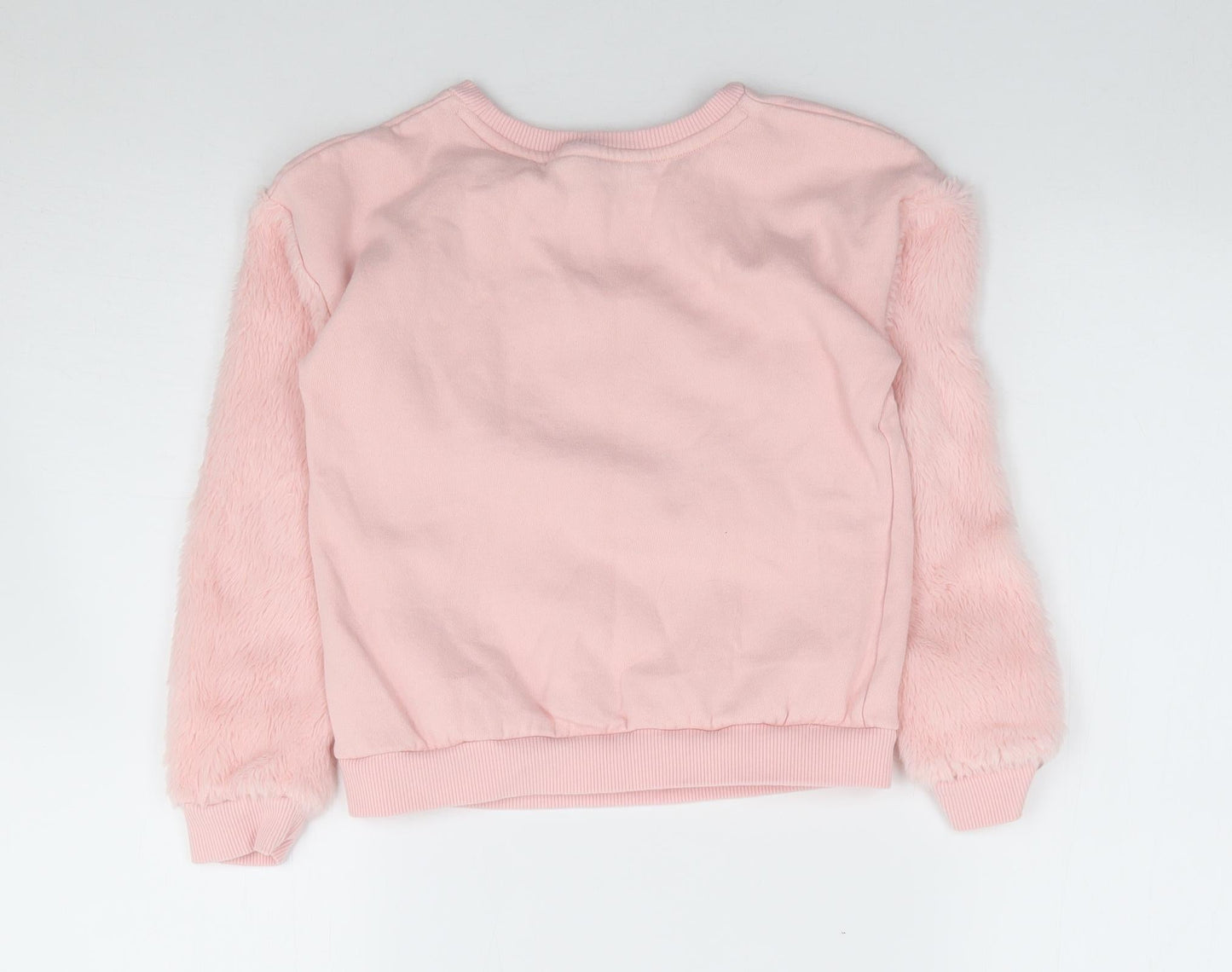 George Girls Pink  Cotton Pullover Sweatshirt Size 7-8 Years  Pullover - Pudsey, Fluffy