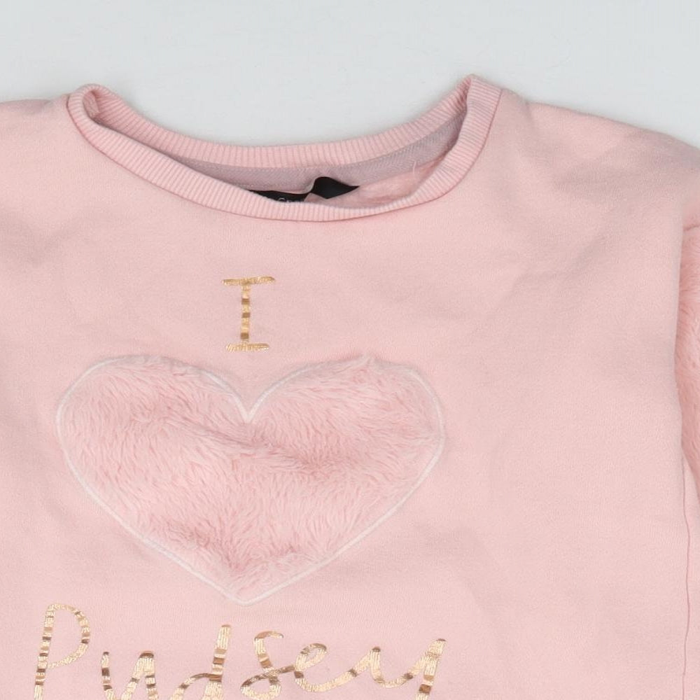 George Girls Pink  Cotton Pullover Sweatshirt Size 7-8 Years  Pullover - Pudsey, Fluffy
