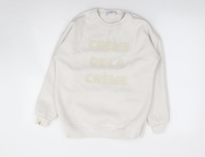 Gallery Womens Ivory  Cotton Pullover Sweatshirt Size XS  Pullover