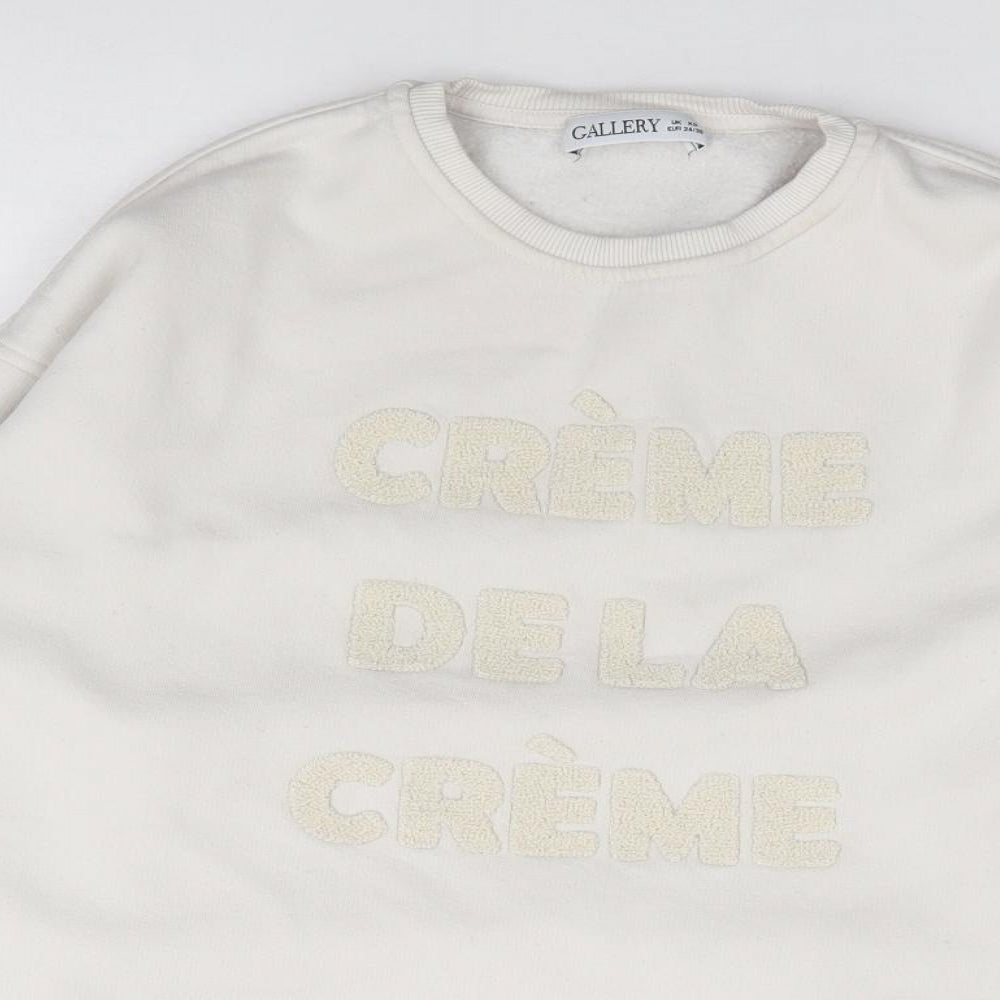 Gallery Womens Ivory  Cotton Pullover Sweatshirt Size XS  Pullover
