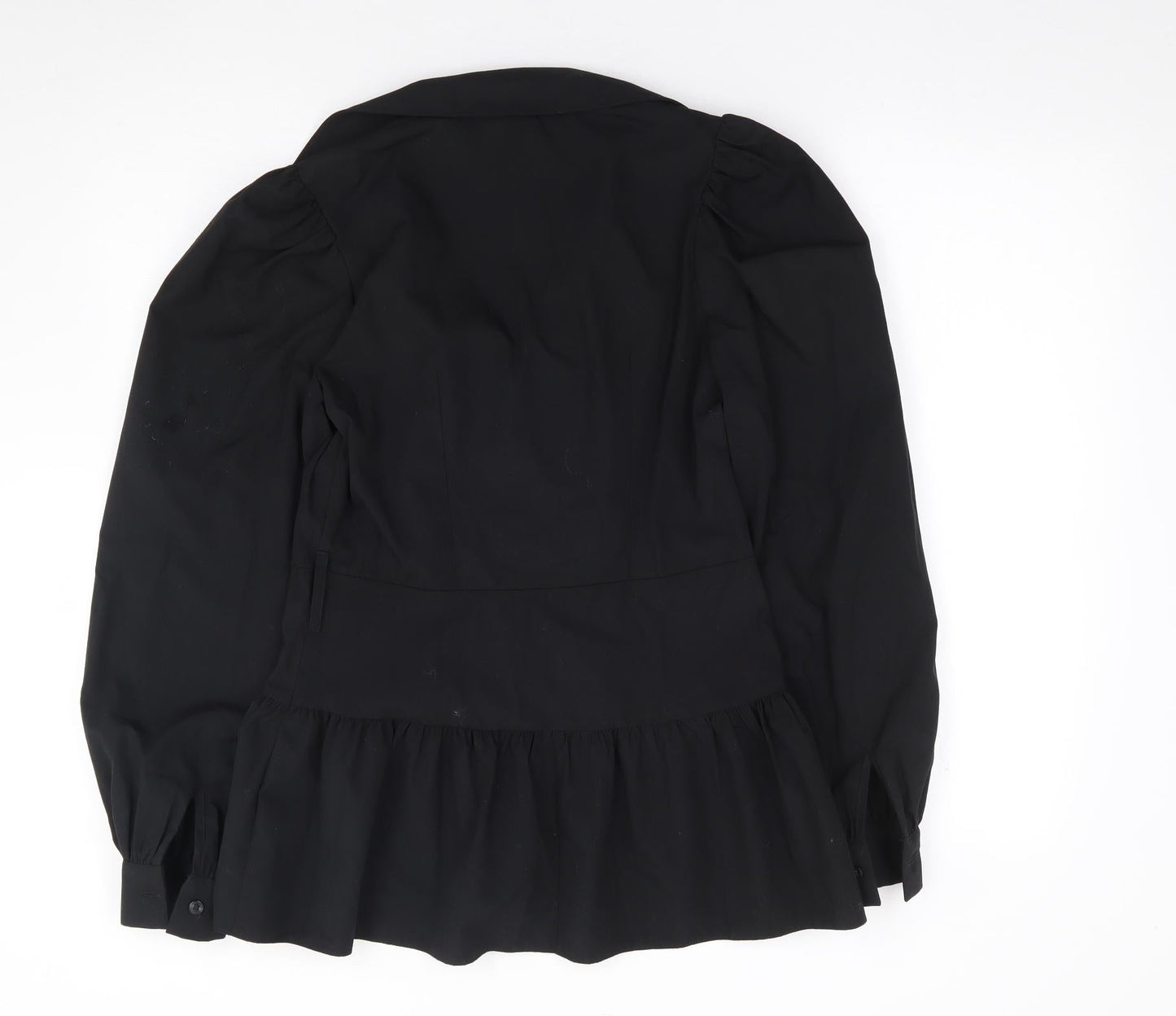 Womens UK Size 8 River Island Black Jersey Button-Up