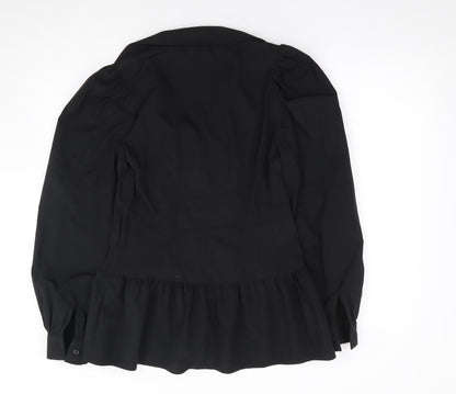 Womens UK Size 8 River Island Black Jersey Button-Up