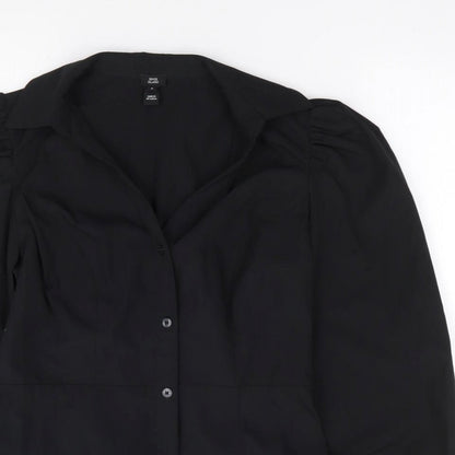 Womens UK Size 8 River Island Black Jersey Button-Up