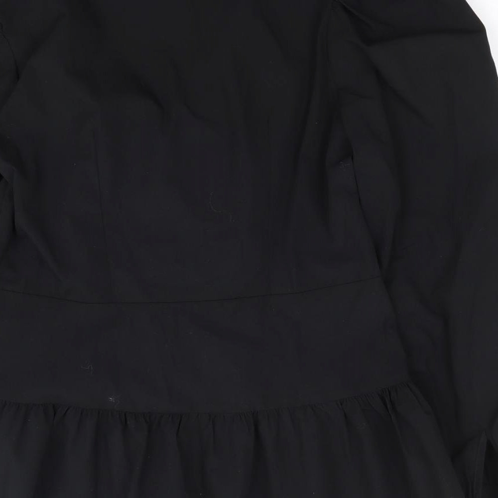 Womens UK Size 8 River Island Black Jersey Button-Up