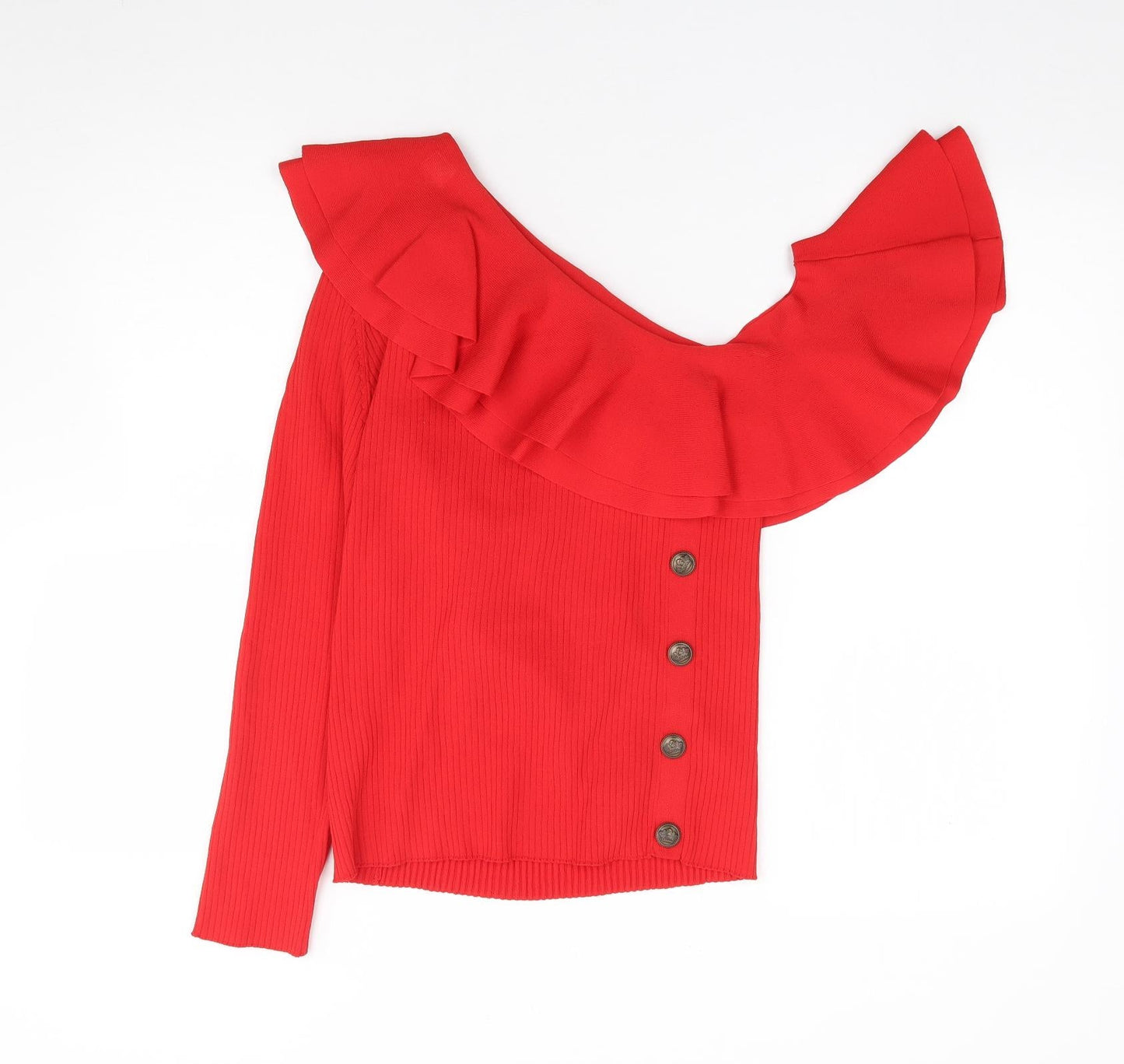Michelle Keegan Womens Red Scoop Neck  Viscose Pullover Jumper Size 10