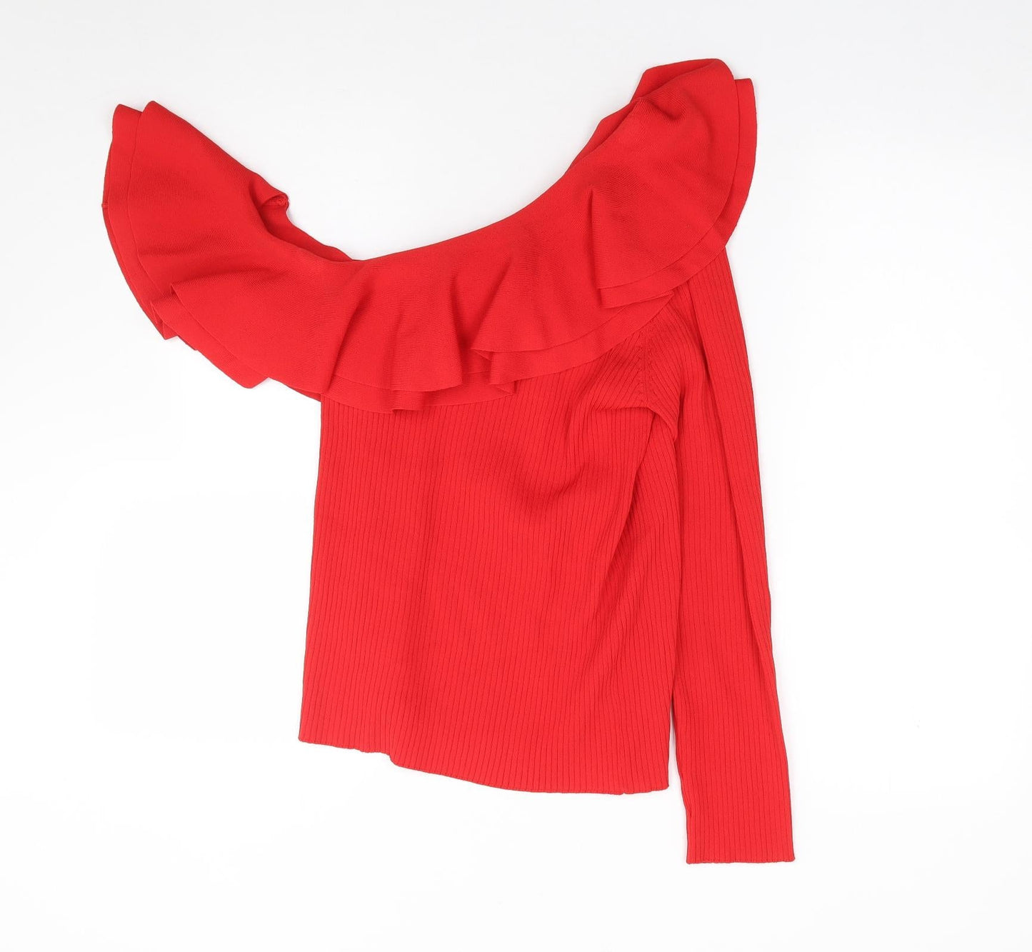 Michelle Keegan Womens Red Scoop Neck  Viscose Pullover Jumper Size 10