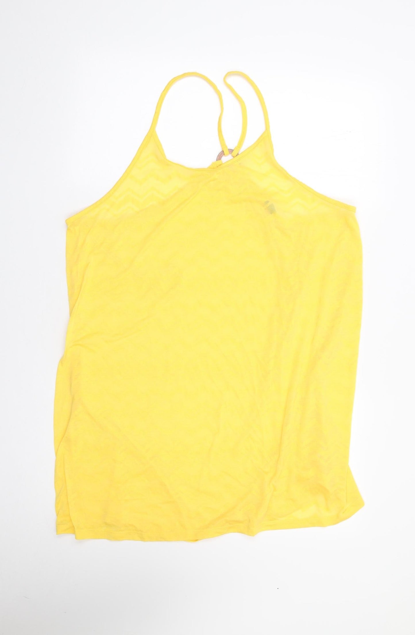 Papaya Womens Yellow  Polyester Tunic Tank Size L Round Neck