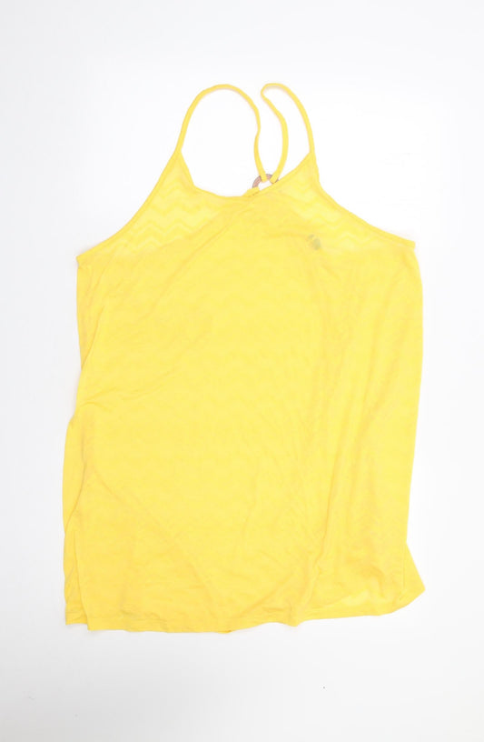 Papaya Womens Yellow  Polyester Tunic Tank Size L Round Neck