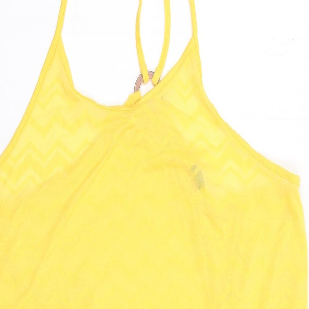 Papaya Womens Yellow  Polyester Tunic Tank Size L Round Neck