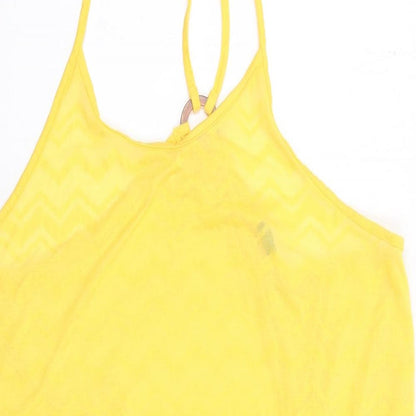 Papaya Womens Yellow  Polyester Tunic Tank Size L Round Neck