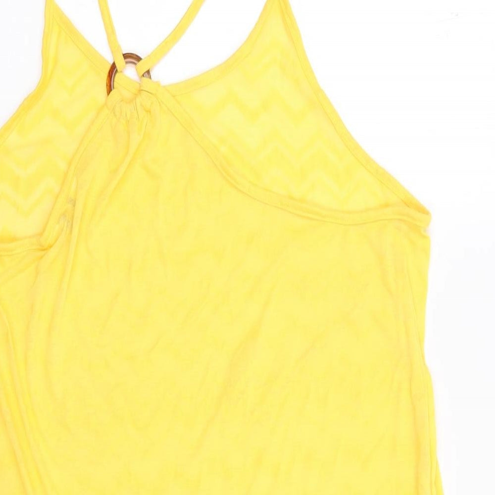 Papaya Womens Yellow  Polyester Tunic Tank Size L Round Neck