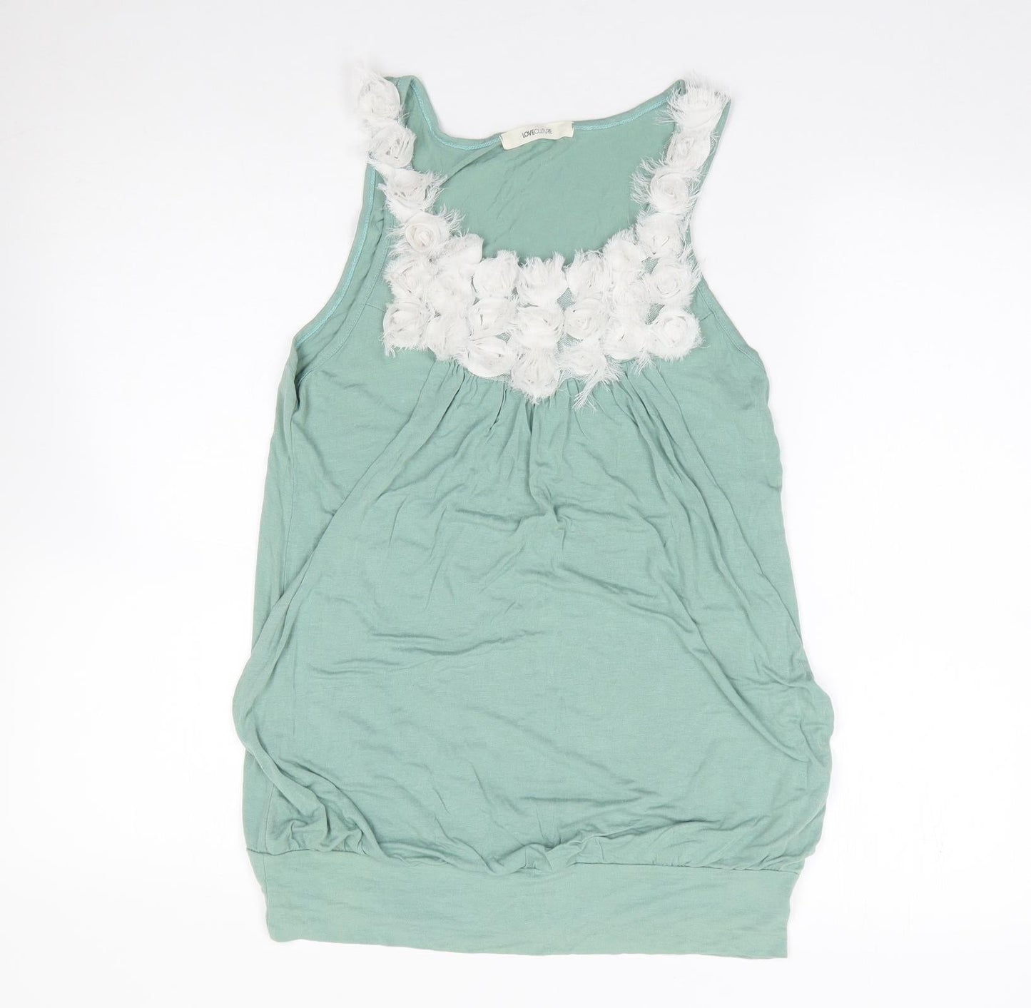 Love Culture Womens Green  Polyester Jersey Tank Size S Round Neck