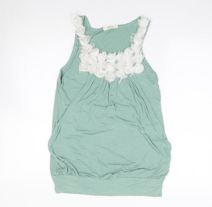Love Culture Womens Green  Polyester Jersey Tank Size S Round Neck