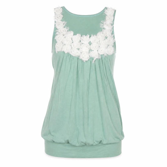 Love Culture Womens Green  Polyester Jersey Tank Size S Round Neck