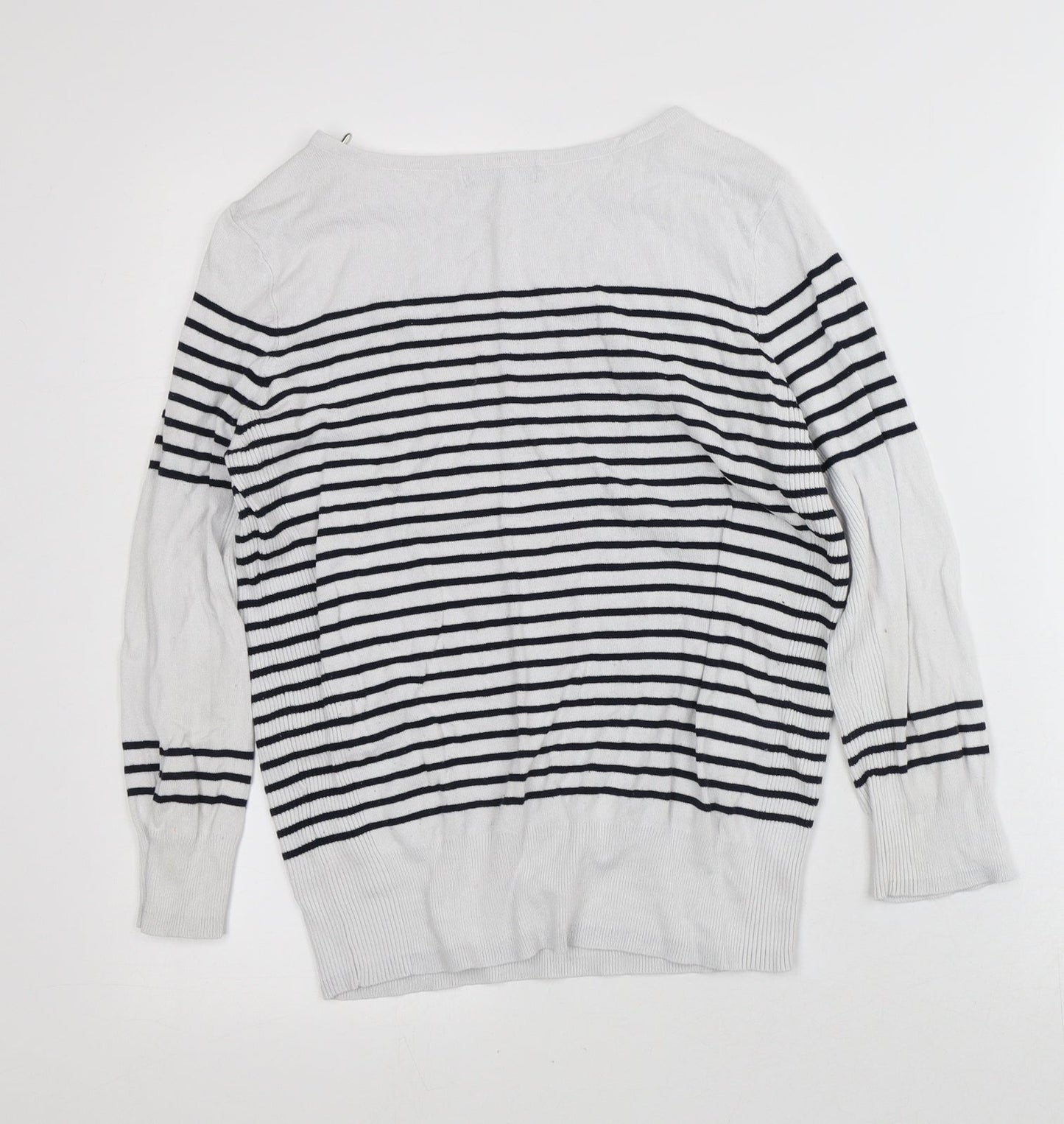Debenhams Womens White Striped Viscose Pullover Sweatshirt Size 14
