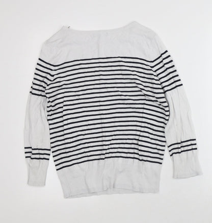 Debenhams Womens White Striped Viscose Pullover Sweatshirt Size 14