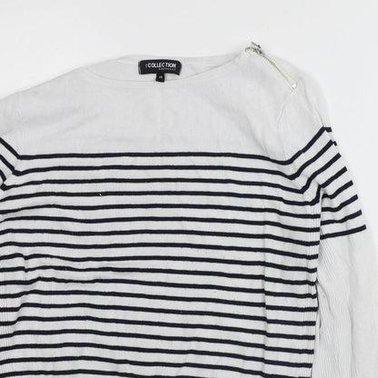 Debenhams Womens White Striped Viscose Pullover Sweatshirt Size 14