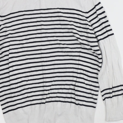 Debenhams Womens White Striped Viscose Pullover Sweatshirt Size 14