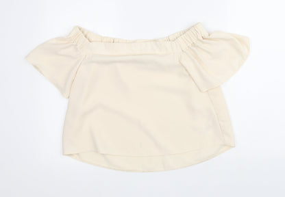 Womens UK Size 10 Topshop Beige Basic Blouse