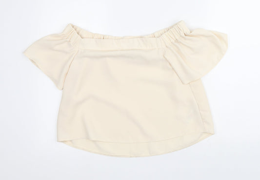 Womens UK Size 10 Topshop Beige Basic Blouse