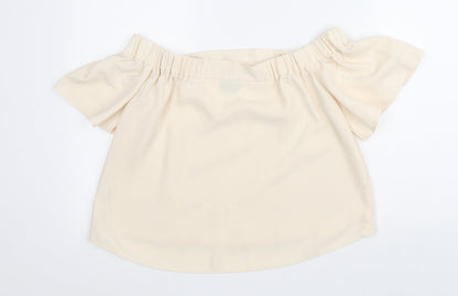 Womens UK Size 10 Topshop Beige Basic Blouse