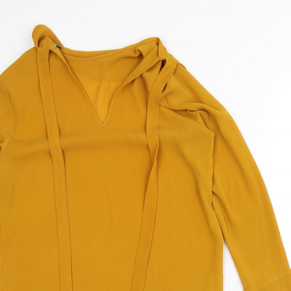 Primark Womens Orange  Polyester Tunic Blouse Size 8 V-Neck