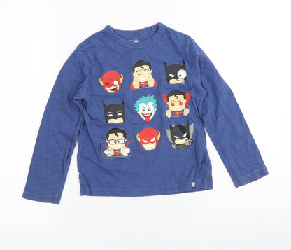 DC Boys Blue  100% Cotton Basic T-Shirt Size 5 Years Crew Neck  - Justice League