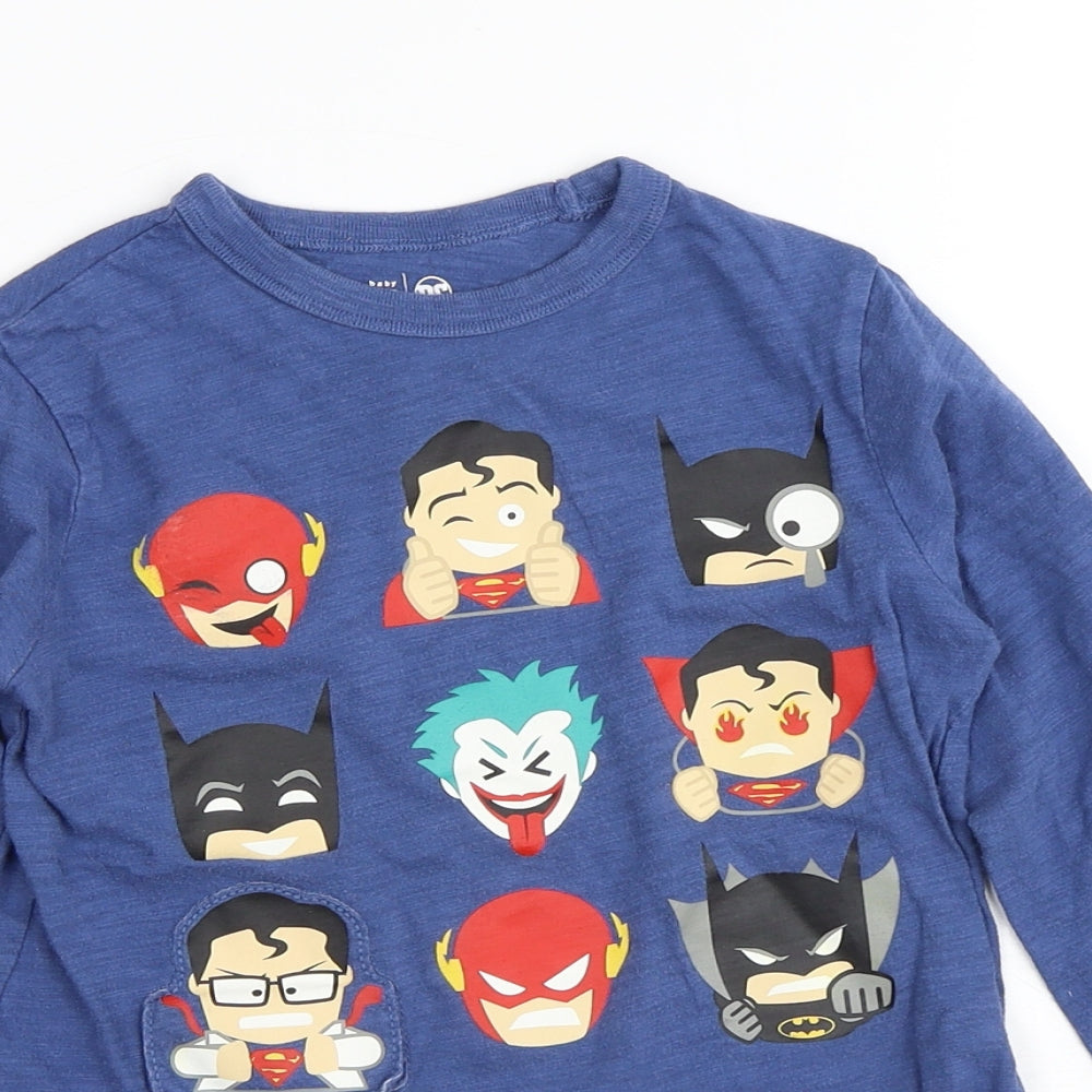 DC Boys Blue  100% Cotton Basic T-Shirt Size 5 Years Crew Neck  - Justice League
