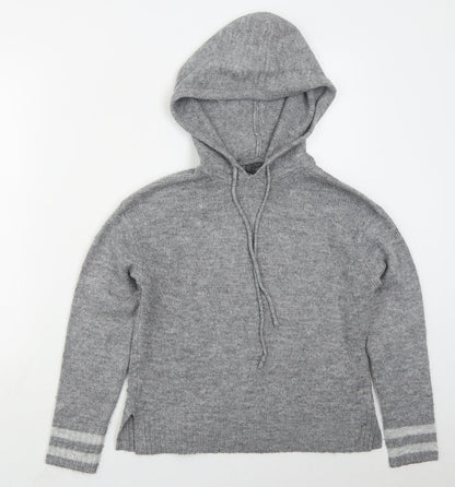 Primark Womens Grey  Acrylic Pullover Hoodie Size 4  Pullover