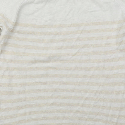 Gap Womens Beige Boat Neck Striped Cotton Pullover Jumper Size S
