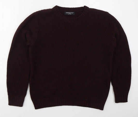 Cedar Wood State Mens Purple Crew Neck  Acrylic Pullover Jumper Size L