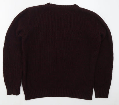 Cedar Wood State Mens Purple Crew Neck  Acrylic Pullover Jumper Size L