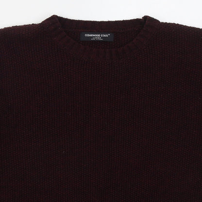 Cedar Wood State Mens Purple Crew Neck  Acrylic Pullover Jumper Size L