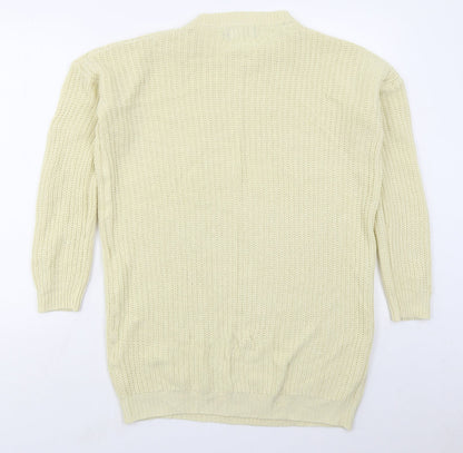 PRETTYLITTLETHING Womens Yellow  Acrylic Jumper Dress  Size M  Crew Neck Pullover