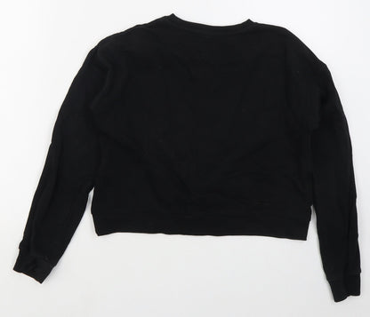 Sinsay Womens Black  Cotton Pullover Sweatshirt Size XS  Pullover - Current Mood