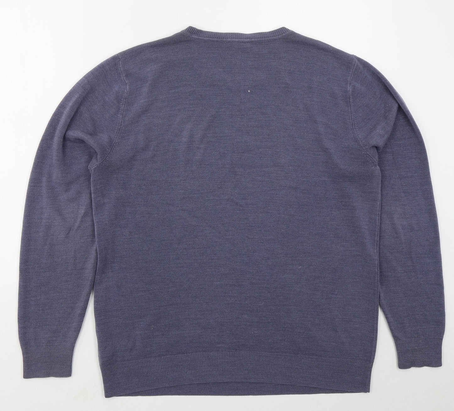 George Mens Blue Crew Neck  Acrylic Pullover Jumper Size L