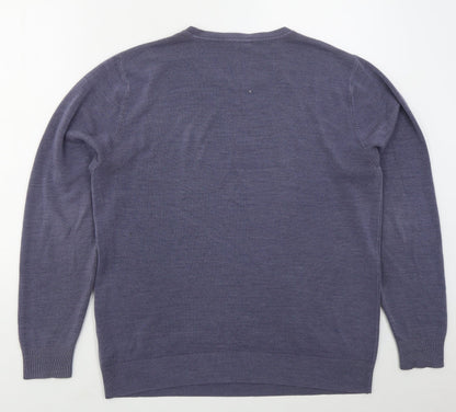 George Mens Blue Crew Neck  Acrylic Pullover Jumper Size L