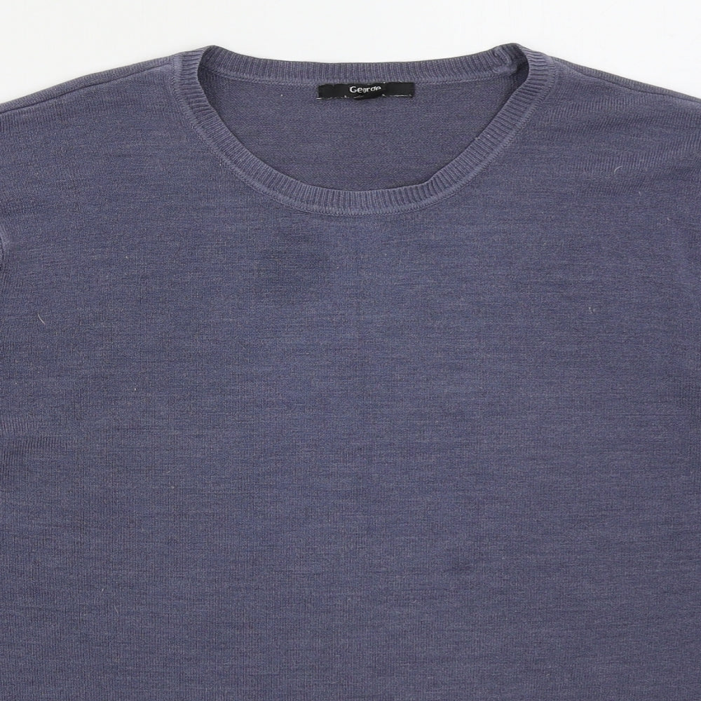 George Mens Blue Crew Neck  Acrylic Pullover Jumper Size L