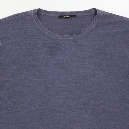 George Mens Blue Crew Neck  Acrylic Pullover Jumper Size L