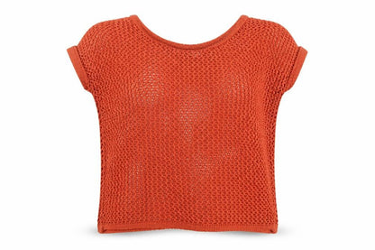 Balsamic Womens Orange Boat Neck  Cotton Pullover Jumper Size 18