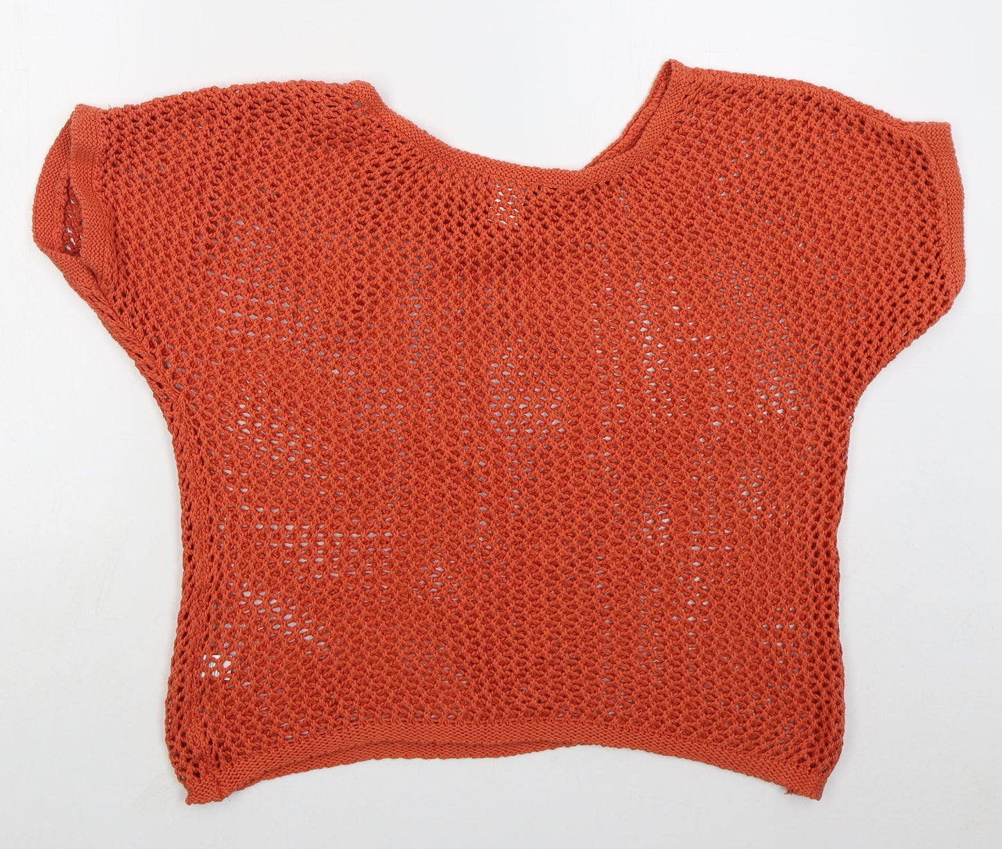 Balsamic Womens Orange Boat Neck  Cotton Pullover Jumper Size 18