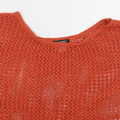 Balsamic Womens Orange Boat Neck  Cotton Pullover Jumper Size 18