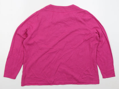 SarahHamilton Womens Pink Round Neck  Viscose Pullover Jumper Size L
