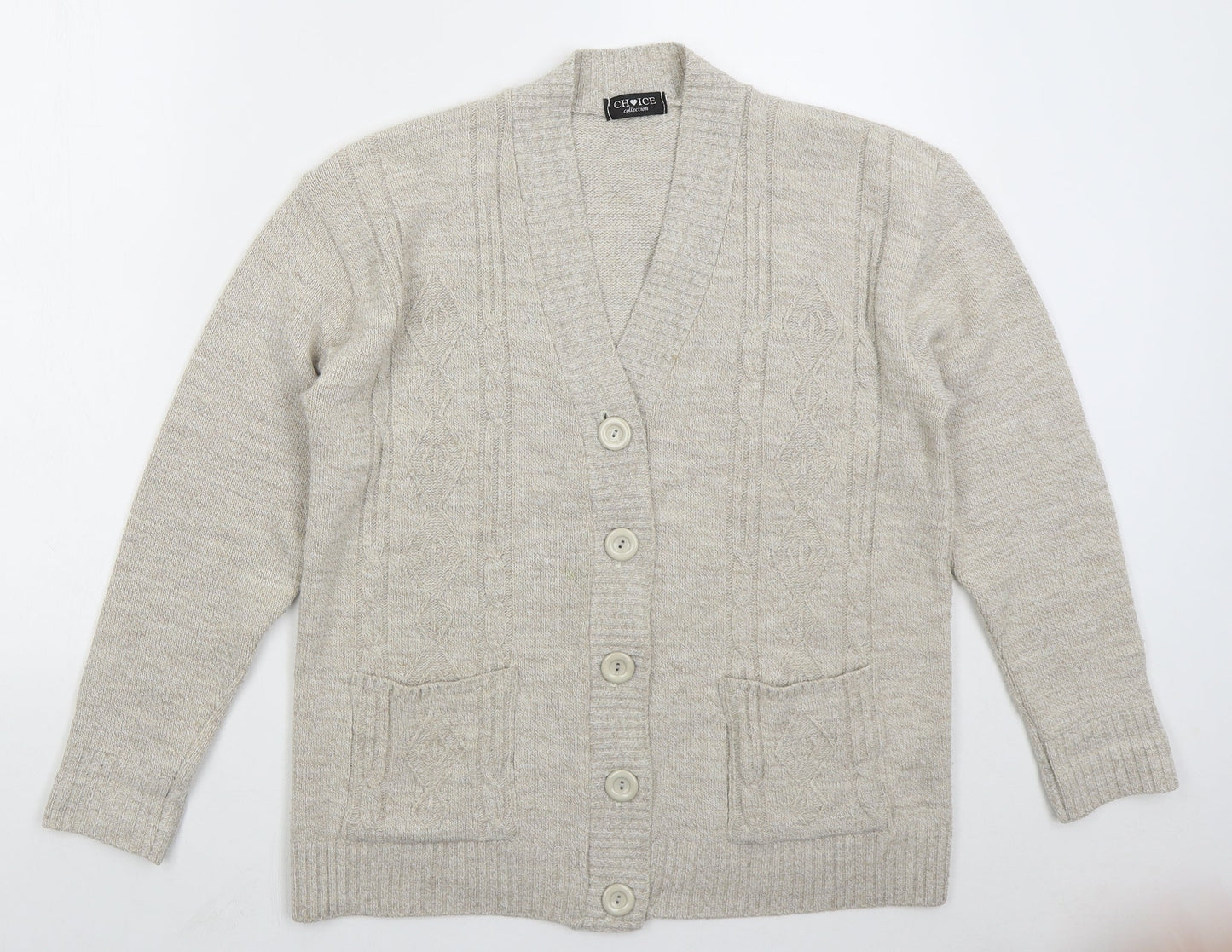 Womens UK Size M Choice Beige Cardigan Jumper