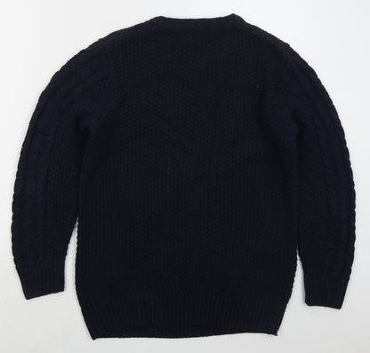 Matalan Mens Blue Crew Neck  Acrylic Pullover Jumper Size M