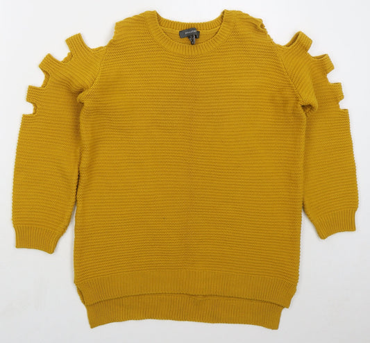 Primark Womens Yellow Crew Neck  Acrylic Pullover Jumper Size 6