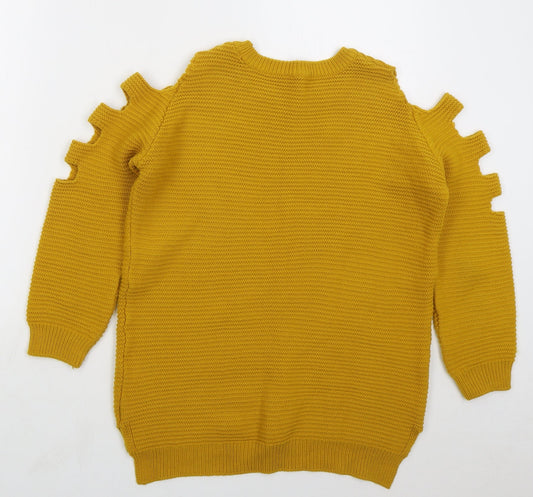 Primark Womens Yellow Crew Neck  Acrylic Pullover Jumper Size 6