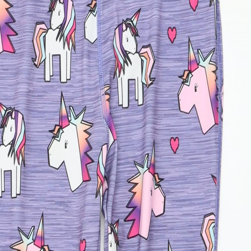 NEXT Girls Purple  Polyacrylate Fibre Jogger Trousers Size 9 Months  Regular Pullover - Unicorn, Leggings