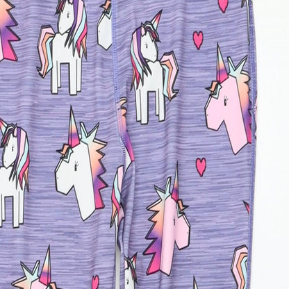 NEXT Girls Purple  Polyacrylate Fibre Jogger Trousers Size 9 Months  Regular Pullover - Unicorn, Leggings